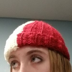 Red and White Skater Beanie